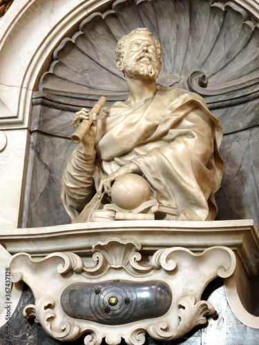 Galileo`s tomb inside the Basilica of Santa Croce in Florence, ITALY