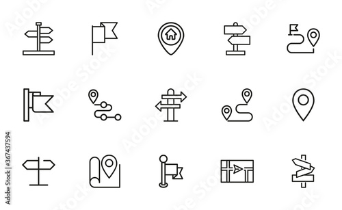 Simple set of places icons in trendy line style.
