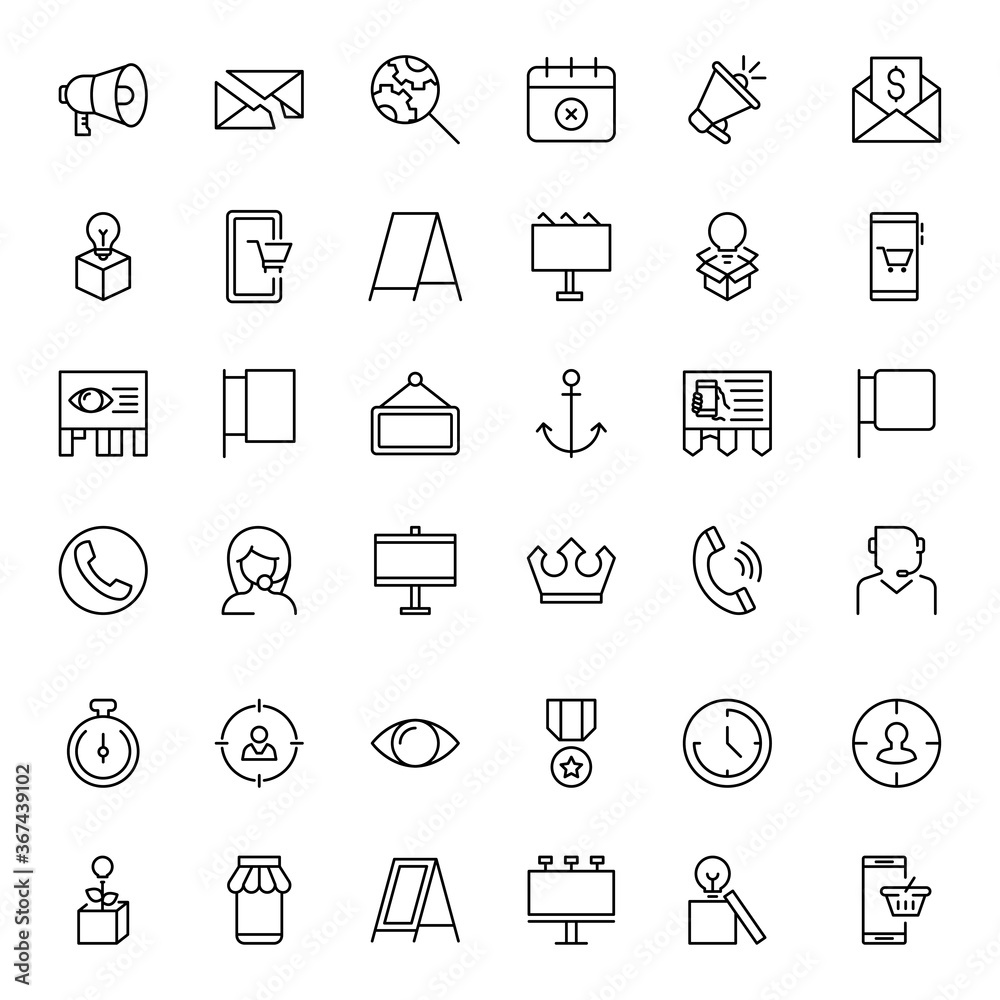 Marketing line icon set. Marketing line icon set.