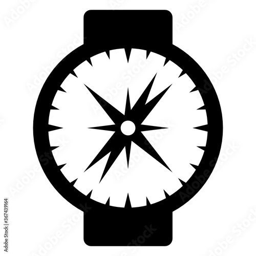 
Compass, directional instrument icon in solid design
