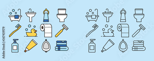 Bathroom Icons, Toilet Icons set. Flatstyle Icons Set Bathroom and toilet equipment. 