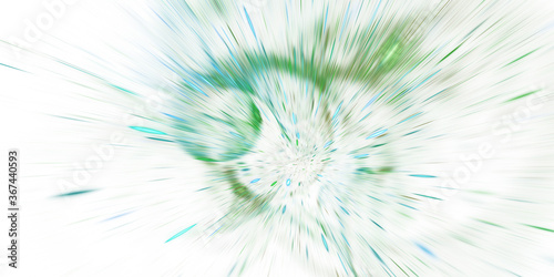 Abstract blue and green blurred rays. Holiday background with fantastic light effect. Digital fractal art. 3d rendering.