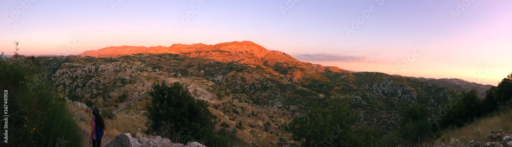 Panoramic view of mountain hills in Mount Lebanon
