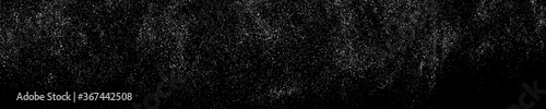 White Grainy Texture On Black. Panoramic Background. Wide Horizontal Long Banner For Site. Dust Overlay. Light Coloured Noise Granules. Snow Vector Elements. Illustration  EPS 10.