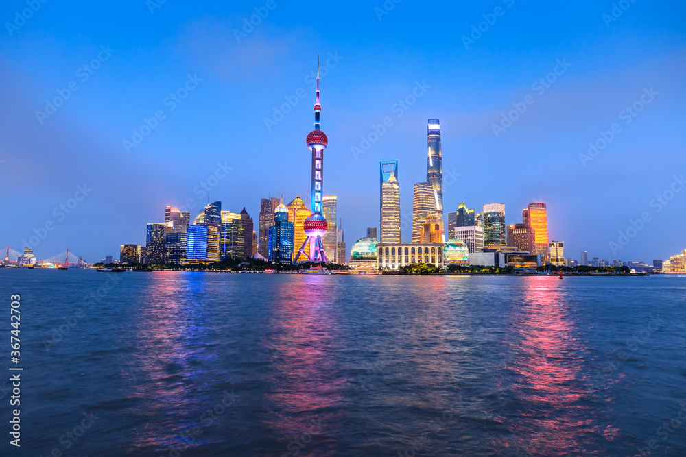 Beautiful Shanghai skyline and buildings at night,China.