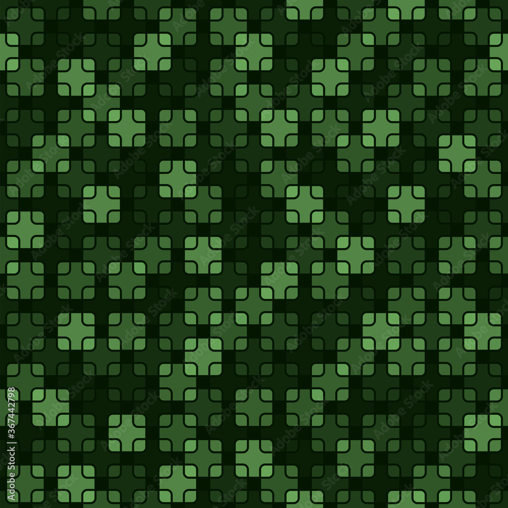square shapes with rounded corners. vector seamless pattern. dark green repetitive background. textile fabric swatch. wrapping paper. continuous print. design element for phone case home decor apparel square shapes with rounded corners. vector seamless pattern. dark green repetitive background. textile fabric swatch. wrapping paper. continuous print. design element for phone case home decor apparel