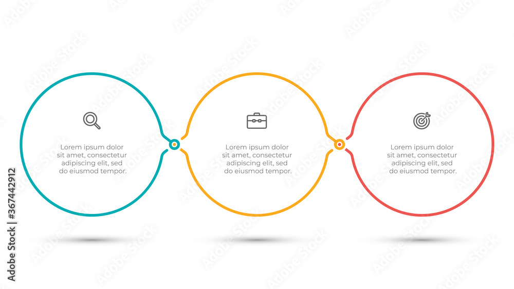 Thin line infographic template with icons and 3 options, steps, circle. Vector illustration. Can be used for workflow diagram, info chart, presentation. Thin line infographic template with icons and 3 options, steps, circle. Vector illustration. Can be used for workflow diagram, info chart, presentation.