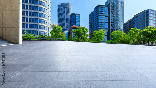 Photography Empty square floor and modern commercial buildings in Shanghai,China
