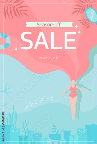 Beautiful Women's Beauty Shopping Illustration
