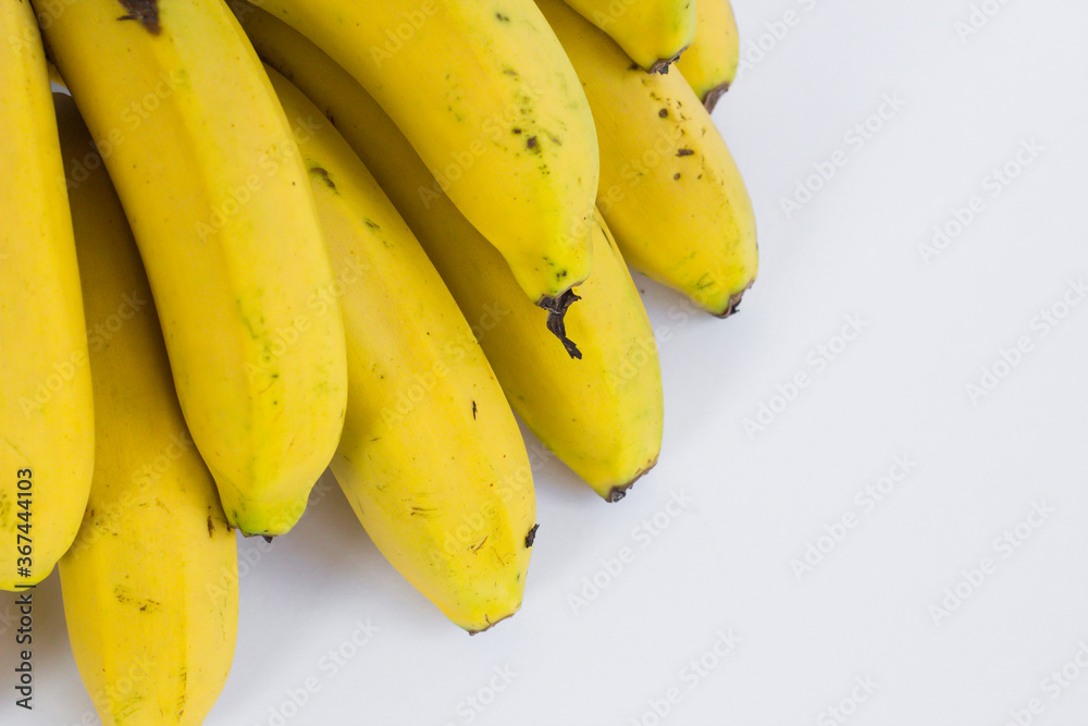 Turkish,domestic banana on white background with copy space.