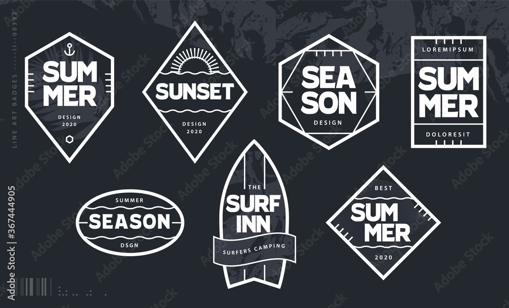 Obraz premium Line Art Geometric Summer Emblems Set