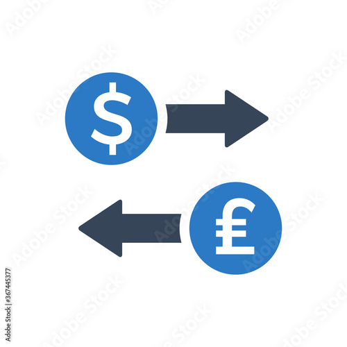 Dollar pound money exchange icon