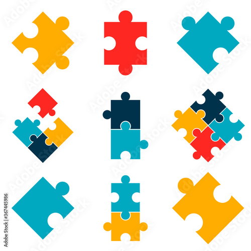 Puzzle flat, mosaic icon, vector illustration isolated on white background
