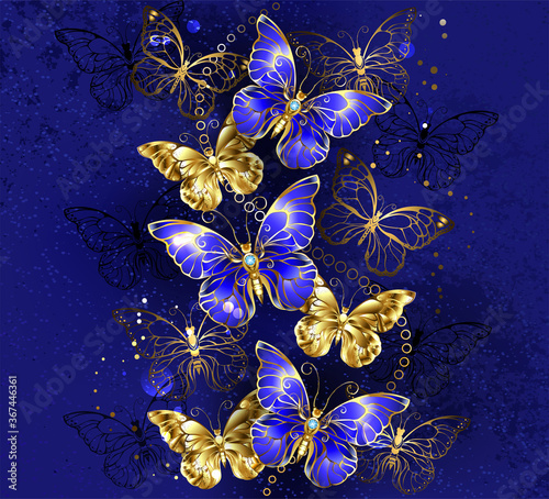 Composition with sapphire butterflies