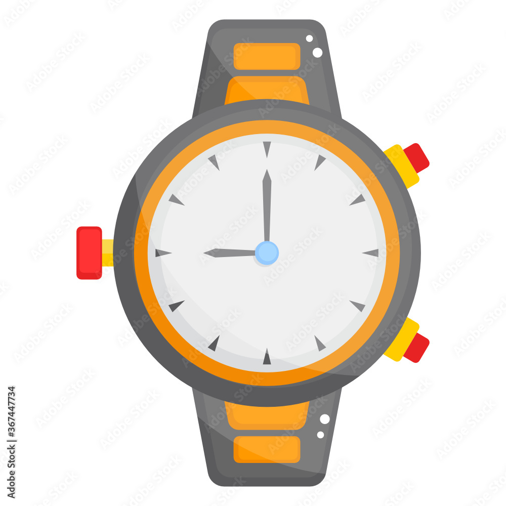 A portable timepiece icon in flat design wrist watch
A portable timepiece icon in flat design wrist watch