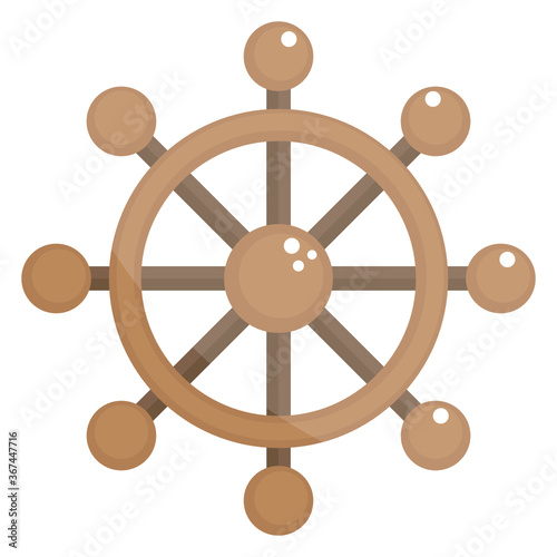 
Ship steering, ship helm vector in flat icon 
