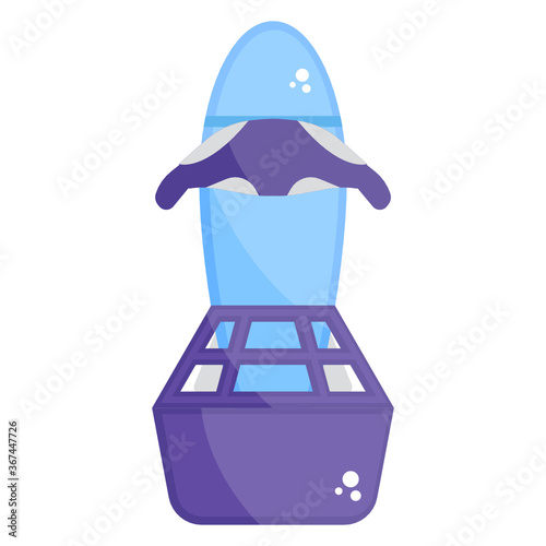 
Flat design of underwater scooter icon, diver propulsion device,
