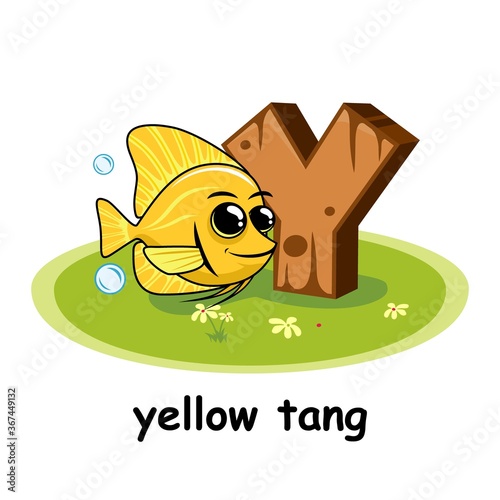Yellow Tang Wooden Alphabet Education Animals Letter Y