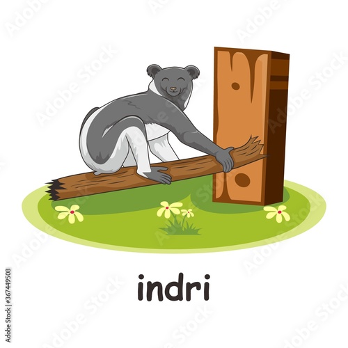 Indri Cartoon 3D Wood Alphabet Animals Letter I