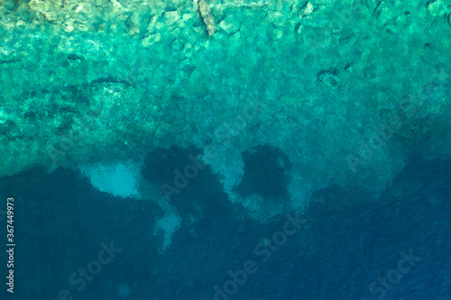 Abstract background of turquoise water-aerial view © erika8213