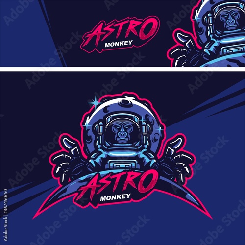 monkey astronaut premium mascot logo template