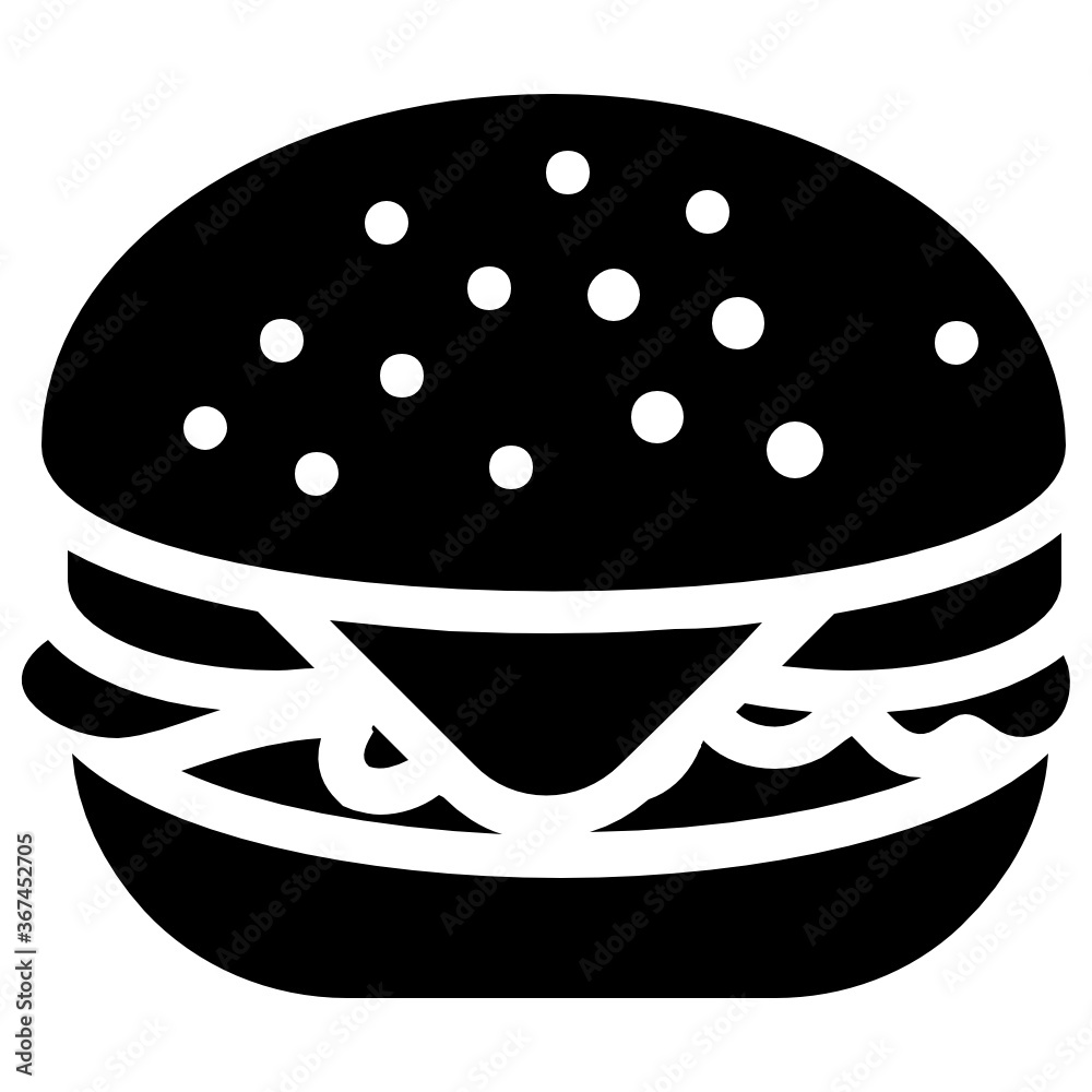 Fast food, burger icon in solid vector style.
Fast food, burger icon in solid vector style.