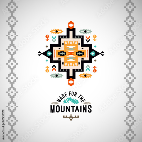 Vector colorful decorative element on native ethnic style