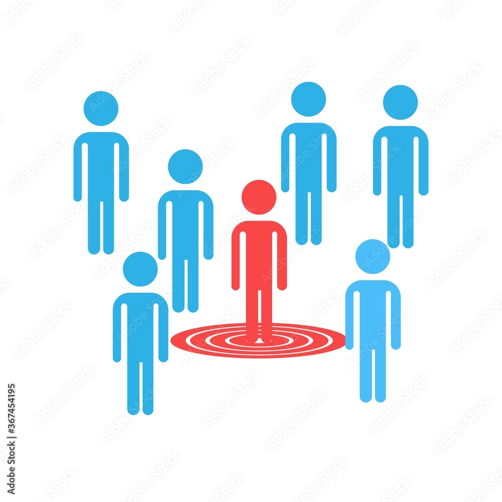people infected illustration. simple flat illustration of people infected as a red color and healty people as a blue color