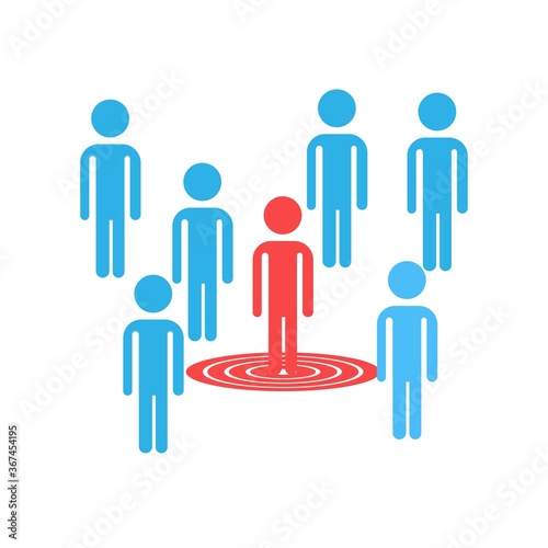 people infected illustration. simple flat illustration of people infected as a red color and healty people as a blue color