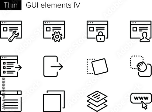 GUI Elements for Applications Thin line Vector Icons set