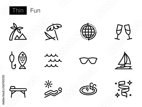 Fun and Leisure Line Vector icons set