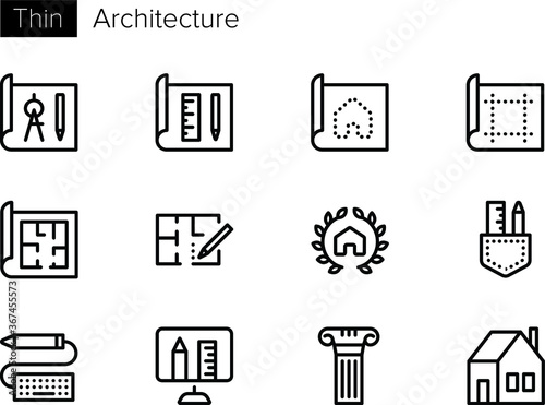 Architecture Line Vector icons set