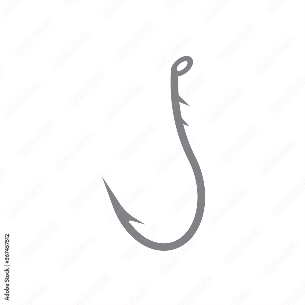  Fishing Hook outline icon vector