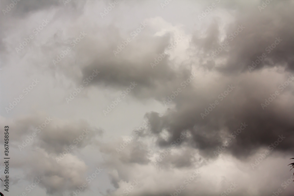 Overcast clouds in the sky are rain storms that are approaching heavily during the rainy season, which can cause flooding. Used as background images.