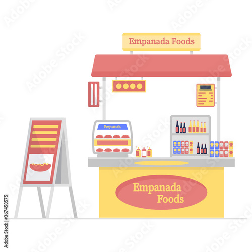 
Empanada food stall vector, flat illustration of carnival food 
