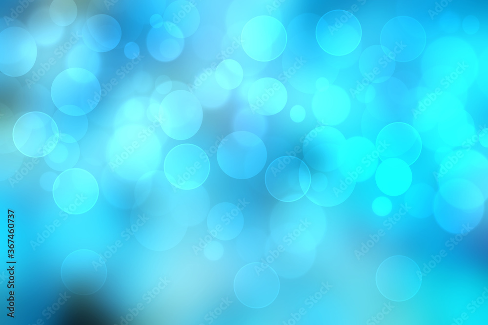Fototapeta premium Abstract gradient of light blue turquoise dark blue background texture with glowing circular bokeh lights. Beautiful colorful spring or summer backdrop.