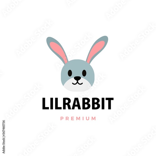 cute little rabbit cartoon logo vector icon illustration