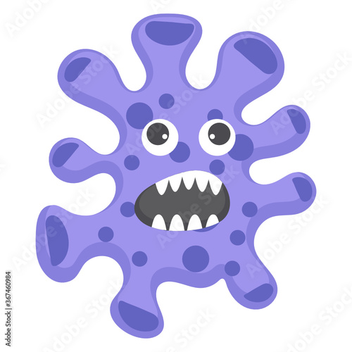 
Amoeba with offended facial expression, flat icon of microbe  
