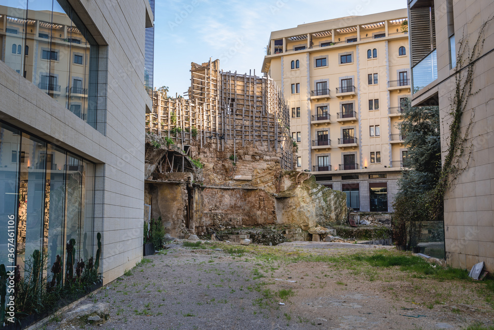 Ancient Roman ruins and ruins of crusader castle and Roman Remains in Centre Ville - Beirut Central District, Lebanon Ancient Roman ruins and ruins of crusader castle and Roman Remains in Centre Ville - Beirut Central District, Lebanon