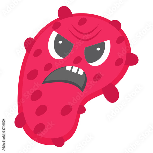 
Amoeba with offended facial expression, flat icon of microbe  
