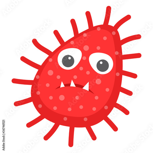 
Flat icon of coccus microorganism, scary bacterial phrase 
