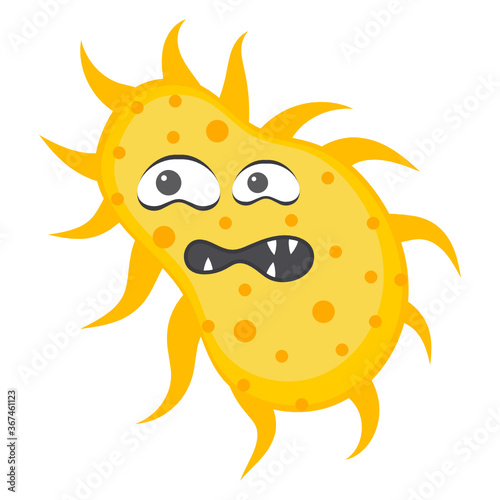 
Amoeba with offended facial expression, flat icon of microbe  
