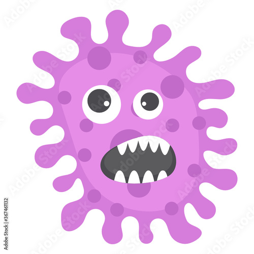  Amoeba with offended facial expression  flat icon of microbe   