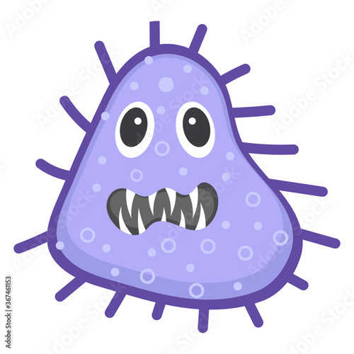 
Amoeba with offended facial expression, flat icon of microbe  
