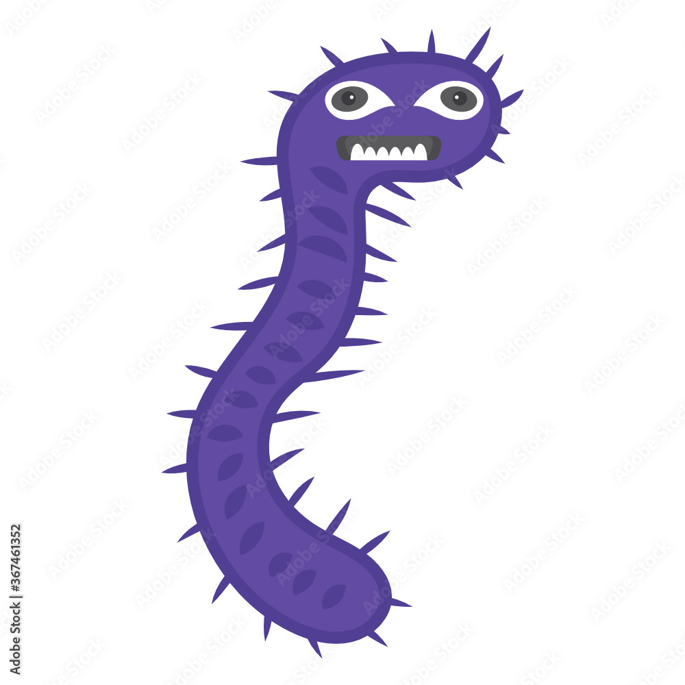 Fototapeta premium Worm like structural bacteria, flat icon of shigella microbe 