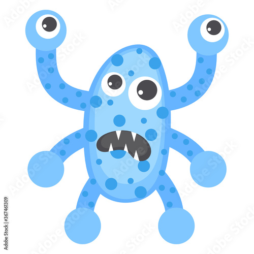 
Flat icon of bacteria, scary microgranism 
