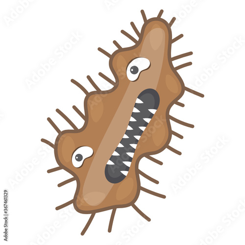 
Amoeba with offended facial expression, flat icon of microbe  
