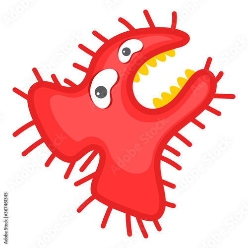 
Amoeba with offended facial expression, flat icon of microbe  
