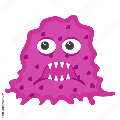 
Amoeba with offended facial expression, flat icon of microbe  
