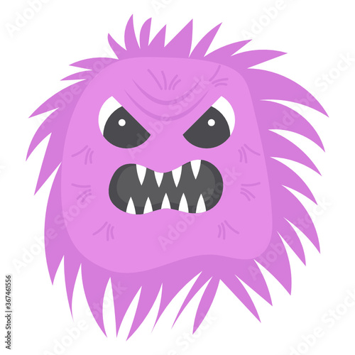 
Amoeba with offended facial expression, flat icon of microbe  
